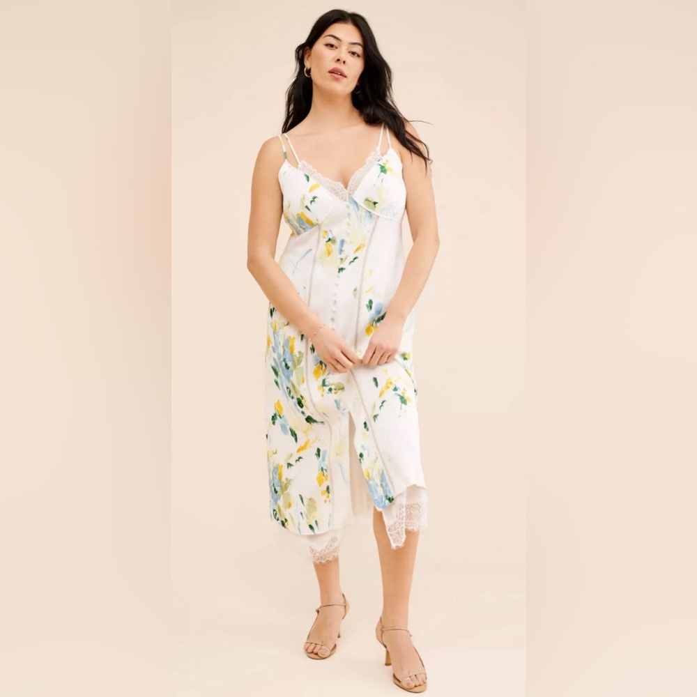 NWT Anthropologie Lace Button-Front Slip Dress Size 14